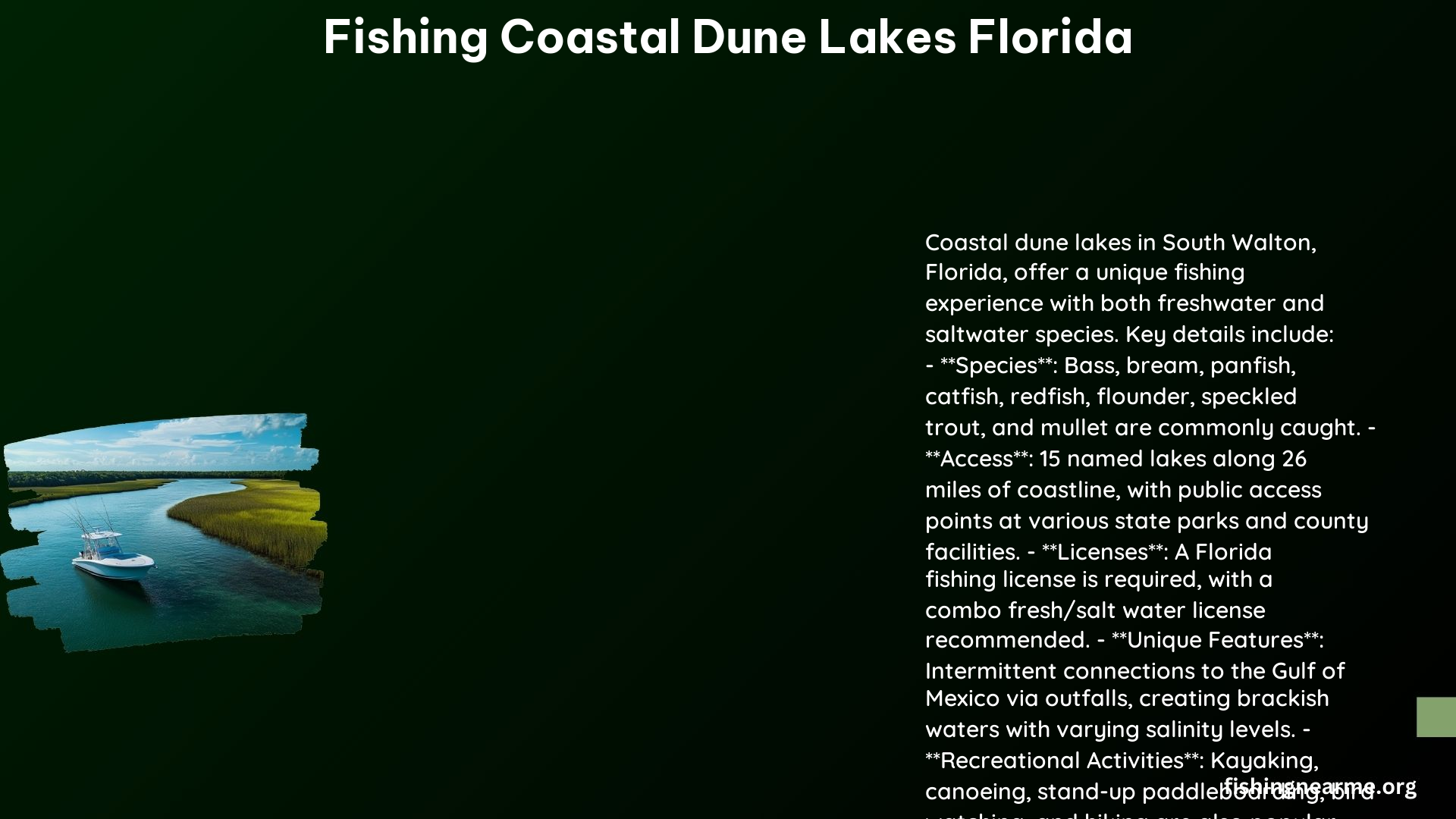 Fishing Coastal Dune Lakes Florida